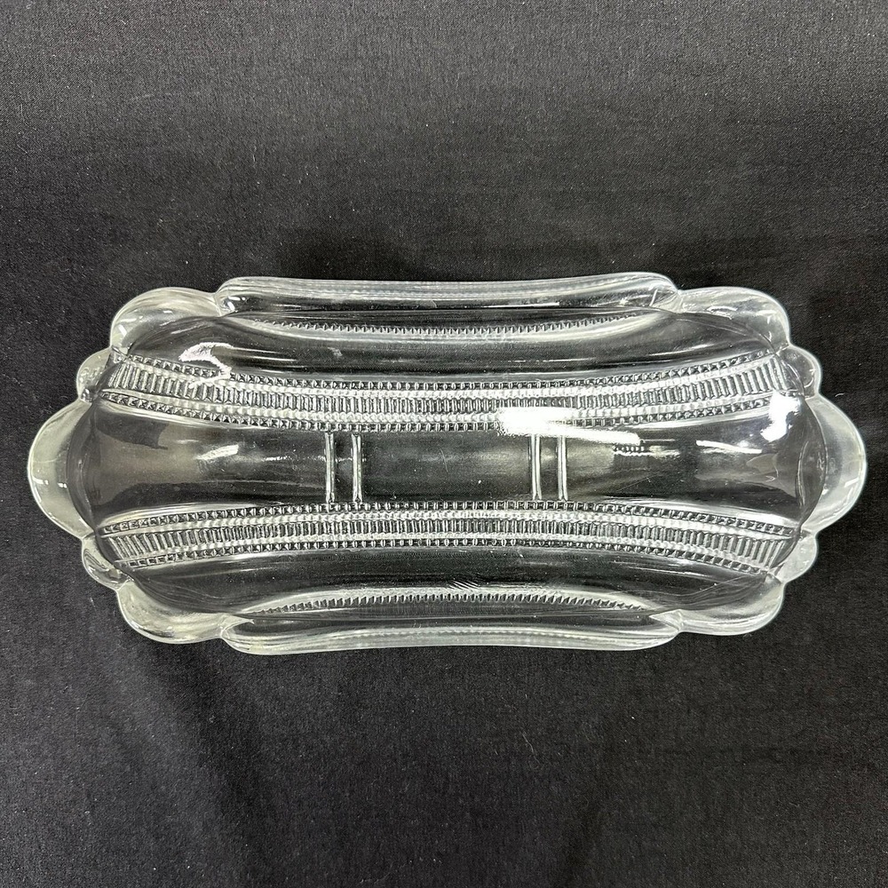 US Glass Company Banana Split/Relish Dish, Paneled Zipper Iowa Pattern, Set of 3 - Picture 5 of 10